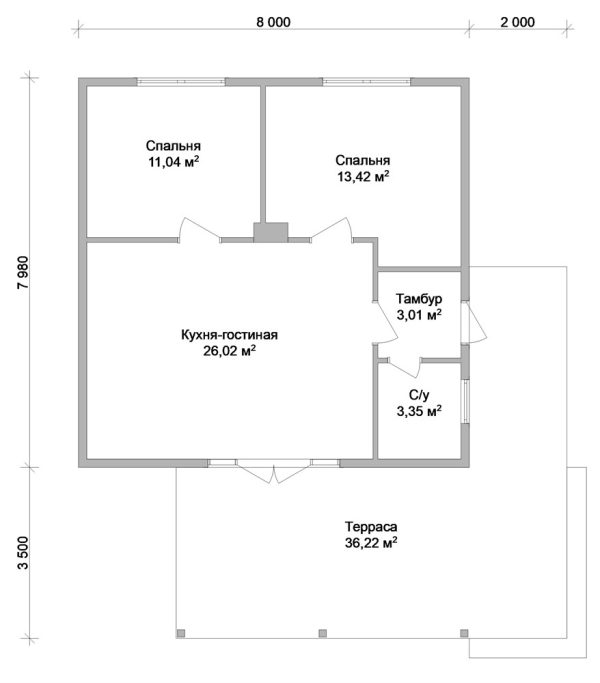 16. Проект A-002 Планировка размеры