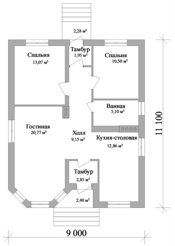 4. Проект дома A-100 Екстерьер Проект дома A-100 - фото 4