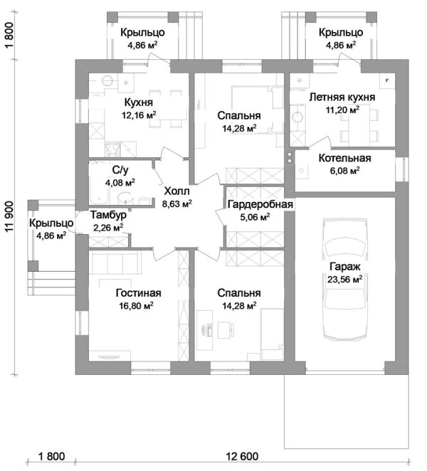 8. Проект дома B-056 Екстерьер Проект дома B-056 - фото 8