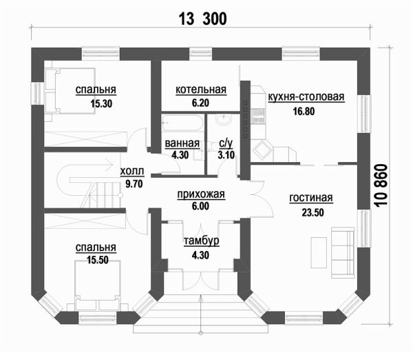 17. Проект дома B-188 Екстерьер Проект дома B-188 - фото 17