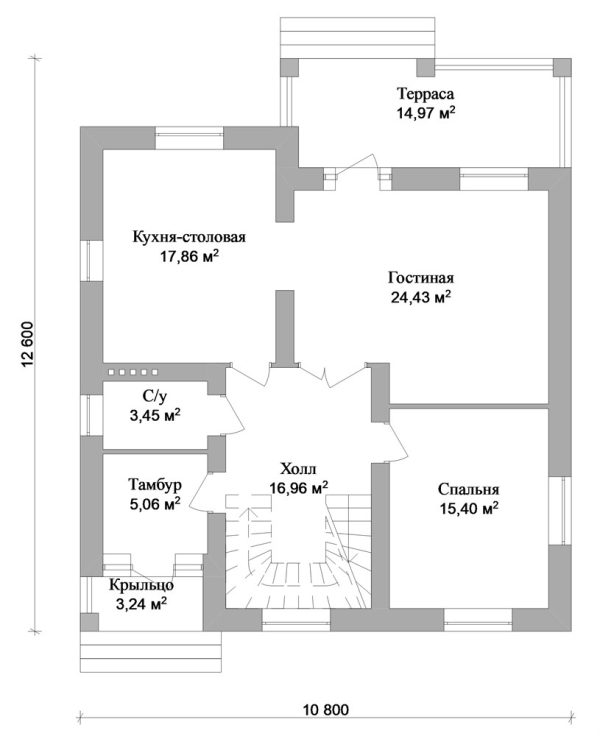 15. Проект дома C-034 Екстерьер Проект дома C-034 - фото 15