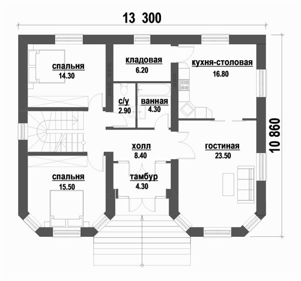 1. Проект дома D-097 Екстерьер Проект дома D-097 - фото 1