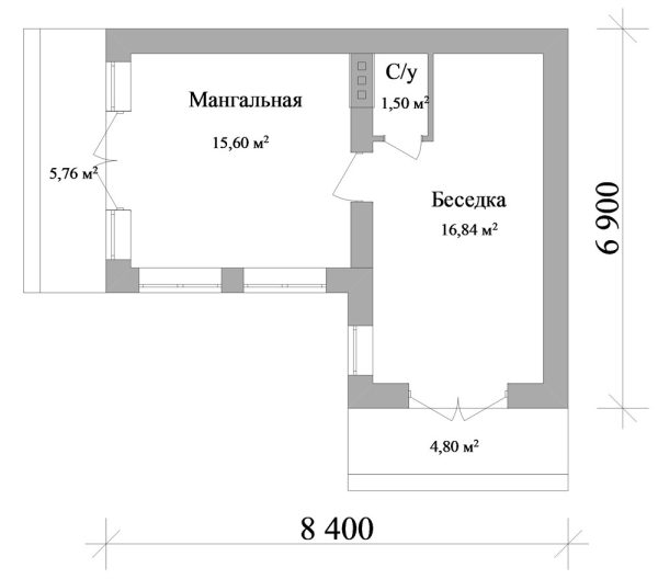 20. Летний павильон с мангальной G-085 Планировка Проект хоз. постройки G-085 - фото 20