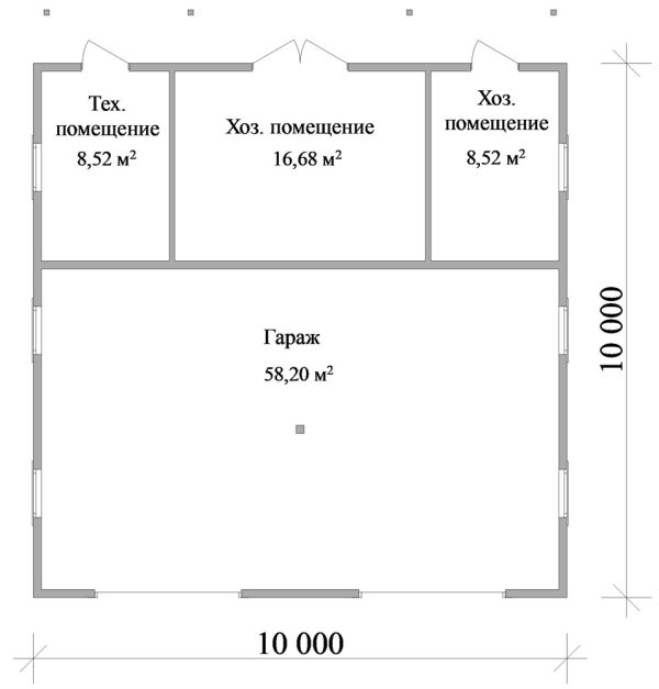 3. Двухместный гараж с кладовыми G-086 Планировка Проект хоз. постройки G-086 - фото 3