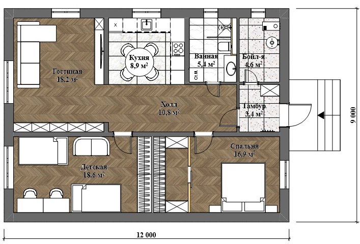 6. Еравна 108 Планировка мебель